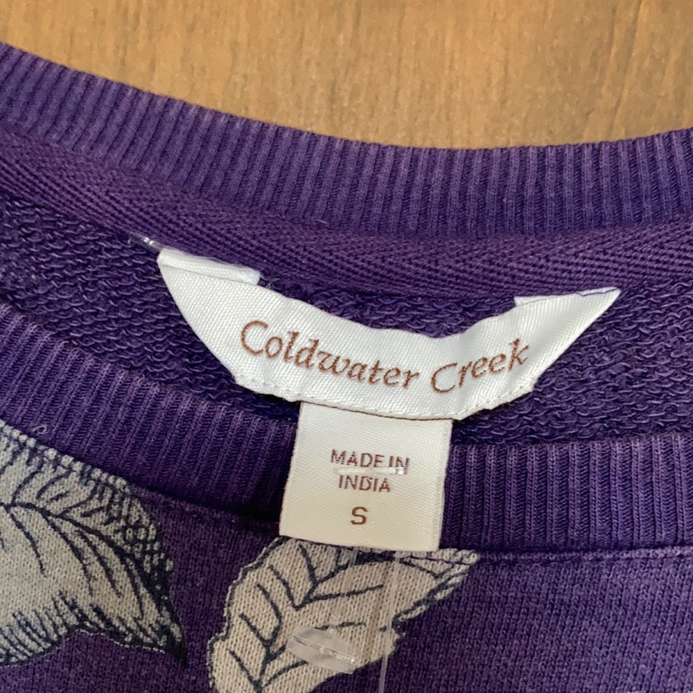 Coldwater Creek floral print top pullover seaming design on back casual S - Picture 14 of 17